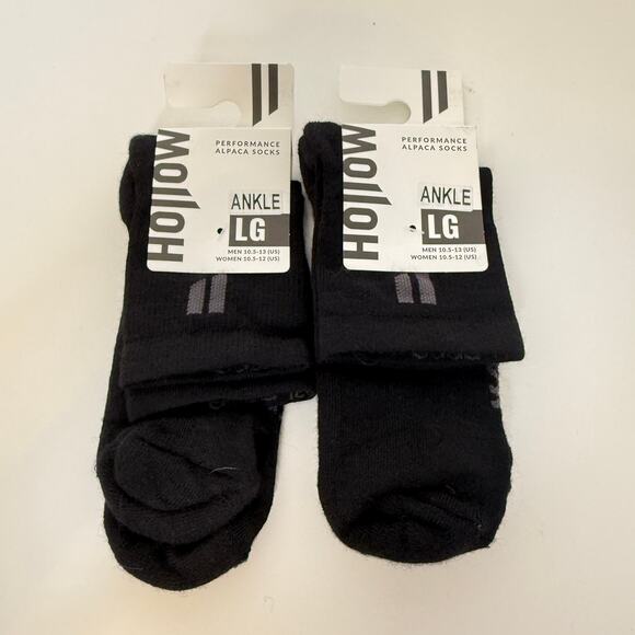 Hollow Alpaca Ankle Socks Set of 2 Comfy Black Unisex Size Large - Picture 1 of 6